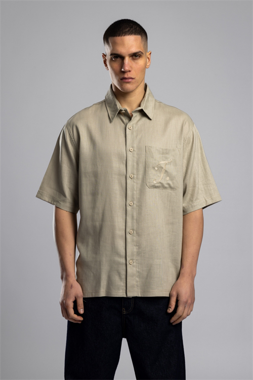 Wholesale Mens Beige Linen Shirt