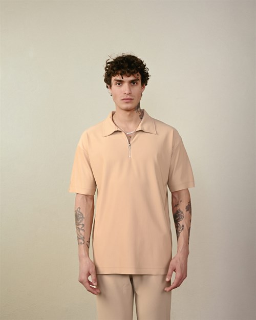 Wholesale Mens Beige Polo T-Shirt