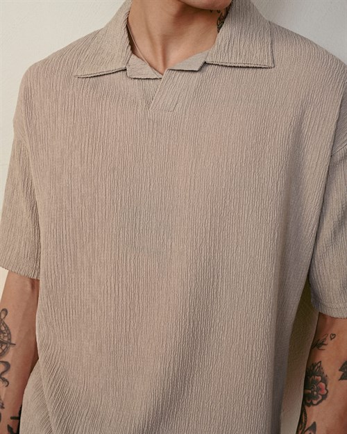Wholesale Mens Beige Polo T-Shirt