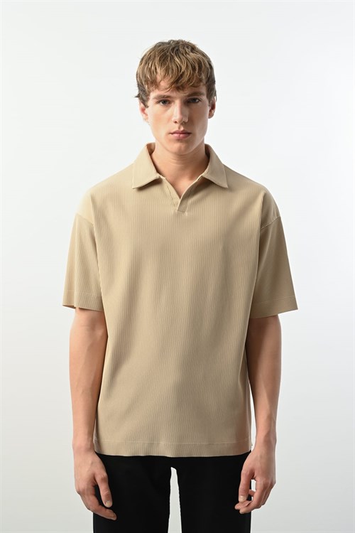 Wholesale Mens Beige Polo T-Shirt