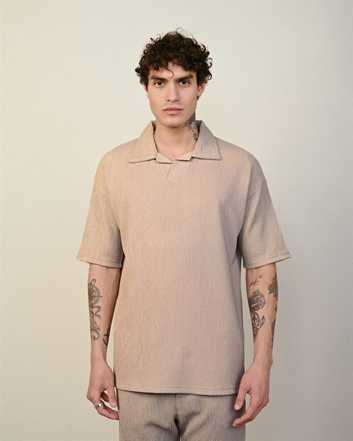 Wholesale Mens Beige Polo T-Shirt