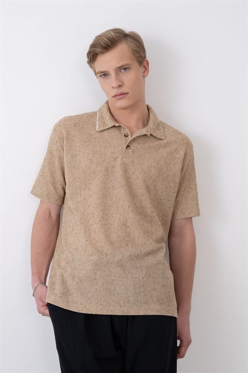 Wholesale Mens Beige Polo T-Shirt