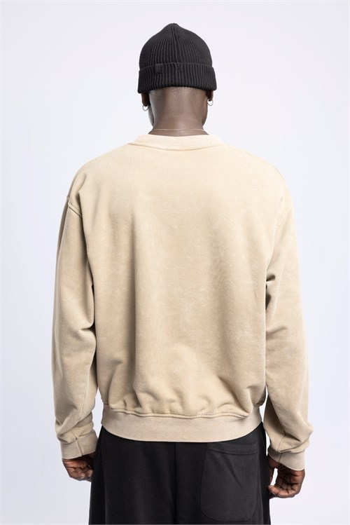 Wholesale Mens Beige Printed Sweatshirt 
