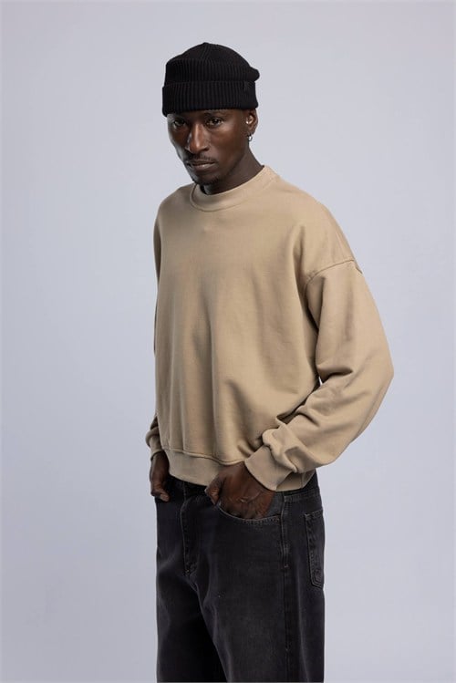 Wholesale Mens Beige Printed Sweatshirt 