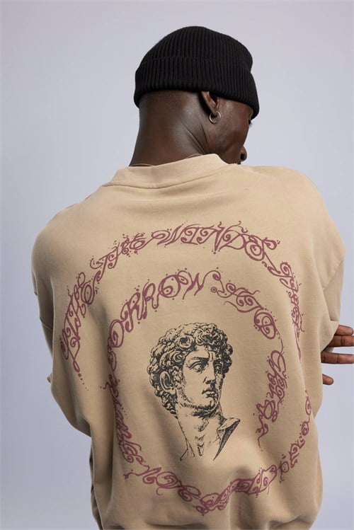 Wholesale Mens Beige Printed Sweatshirt 
