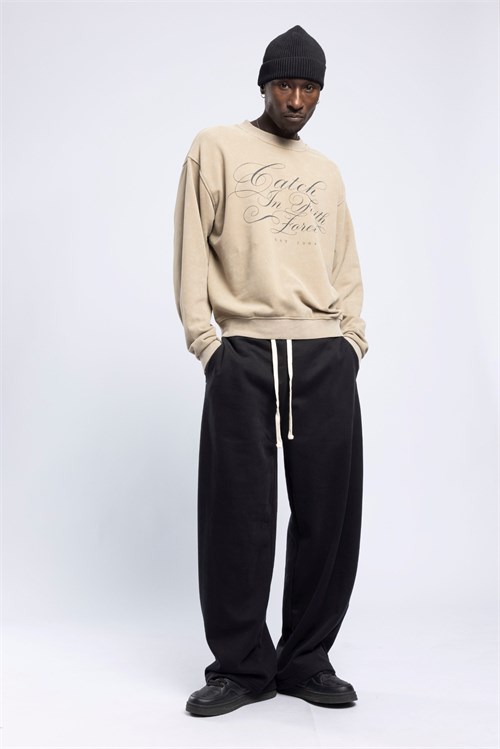 Wholesale Mens Beige Printed Sweatshirt 