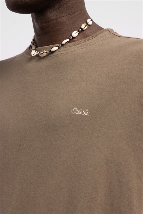 Wholesale Mens Beige Printed T-shirt