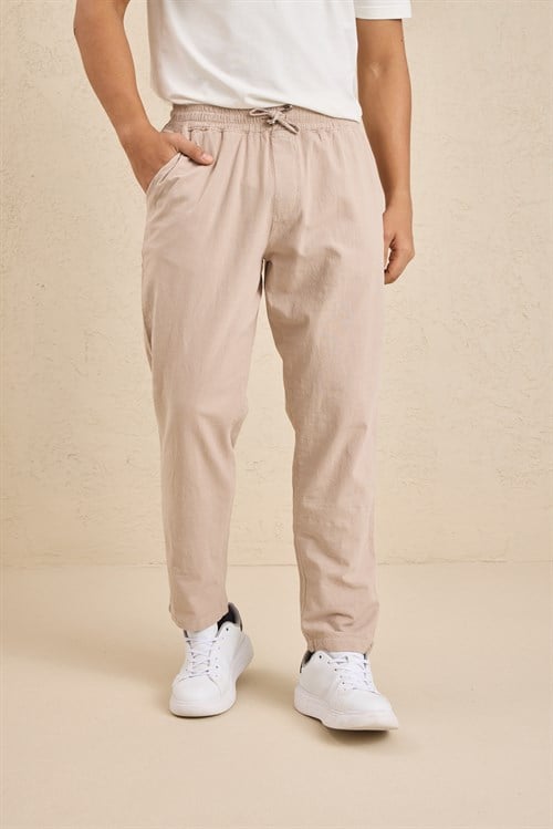 Wholesale Mens Beige Relaxed Fit Meridian Fabric Sweatpants