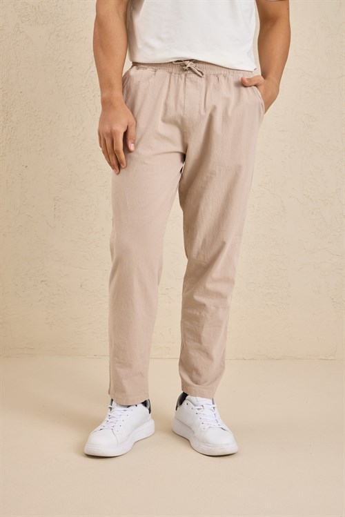 Wholesale Mens Beige Relaxed Fit Meridian Fabric Sweatpants