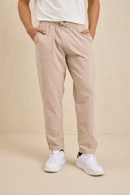Wholesale Mens Beige Relaxed Fit Meridian Fabric Sweatpants
