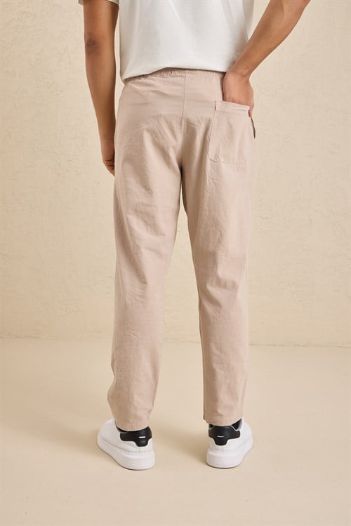 Wholesale Mens Beige Relaxed Fit Meridian Fabric Sweatpants