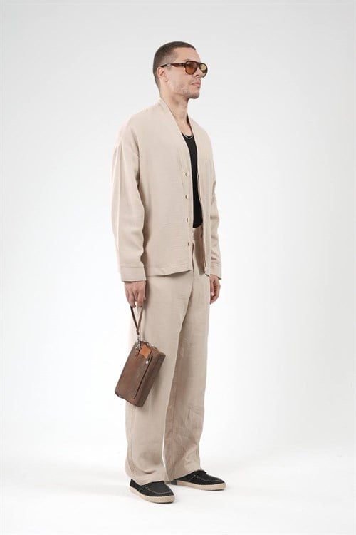 Wholesale Mens Beige Shirt and Pants Set