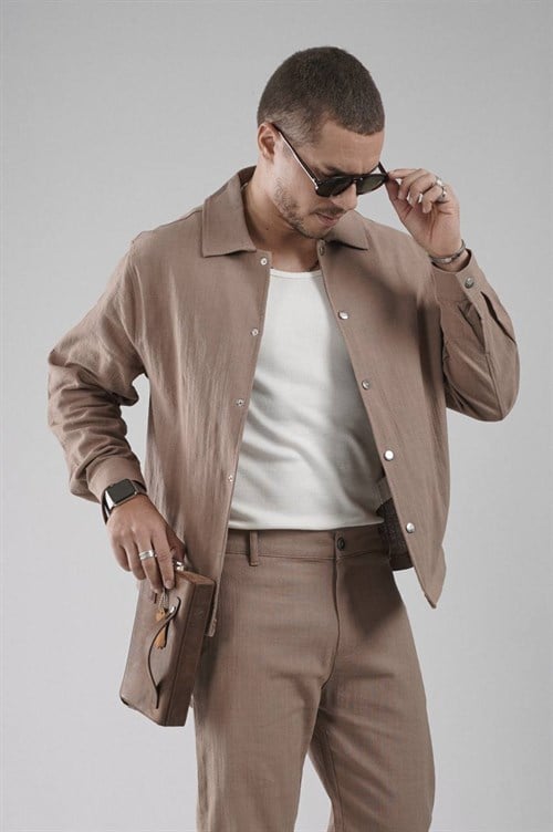 Wholesale Mens Beige Shirt and Pants Set