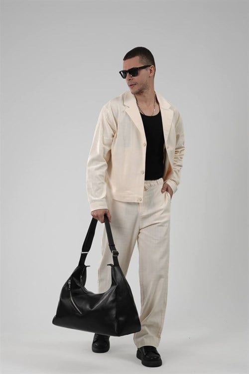 Wholesale Mens Beige Shirt and Pants Set