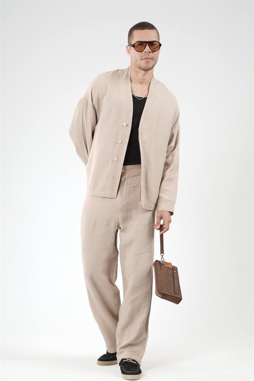 Wholesale Mens Beige Shirt and Pants Set