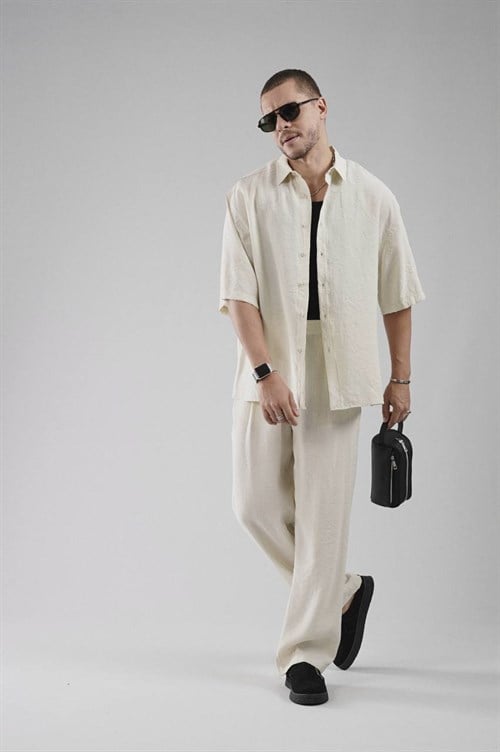 Wholesale Mens Beige Shirt and Pants Set