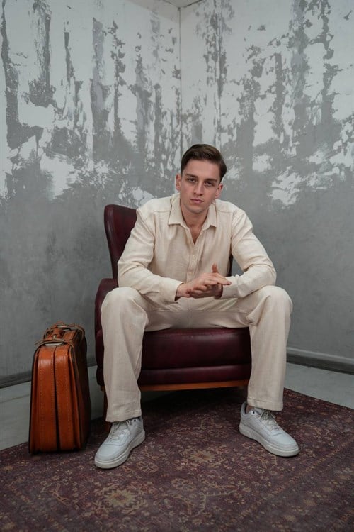 Wholesale Mens Beige Shirt And Pants Set
