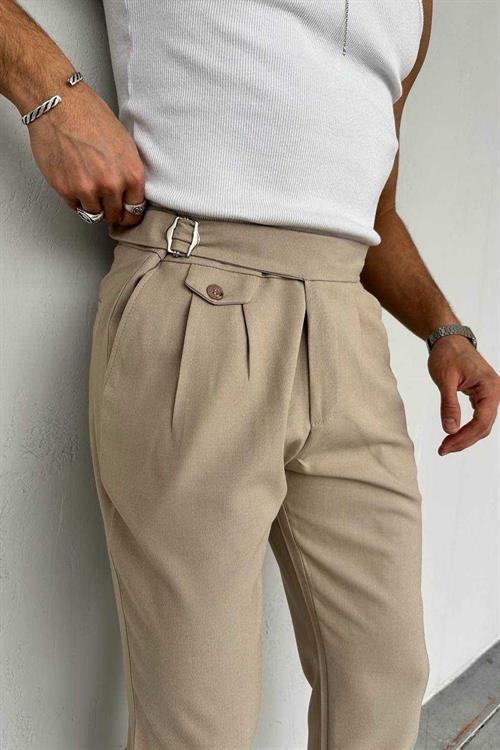 Wholesale Mens Beige Slim Fit Pants