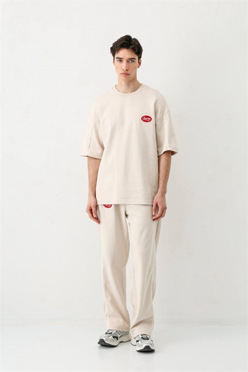 Wholesale Mens Beige T-Shirt and Pants Set