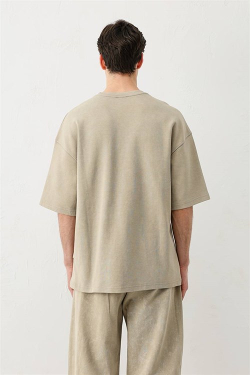 Wholesale Mens Beige T-Shirt and Pants Set