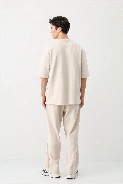 Wholesale Mens Beige T-Shirt and Pants Set