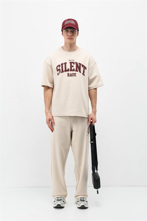 Wholesale Mens Beige T-Shirt and Pants Set
