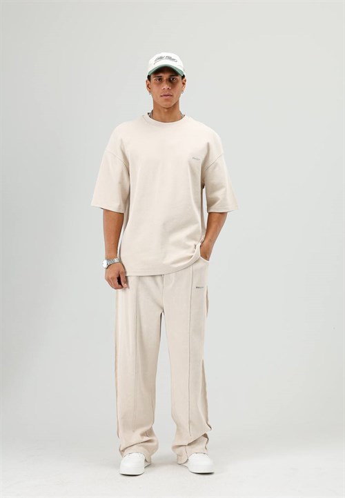 Wholesale Mens Beige T-Shirt and Pants Set