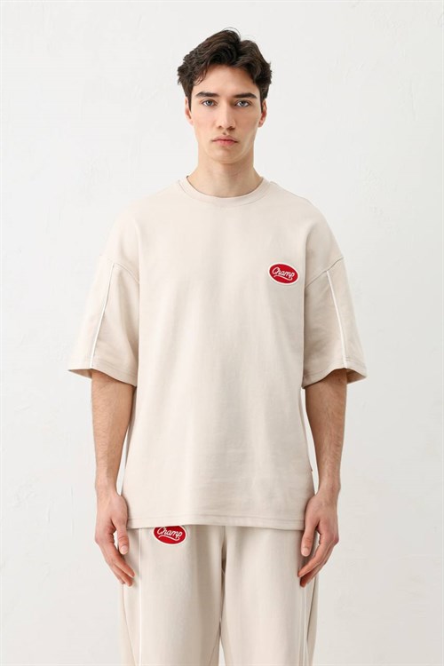 Wholesale Mens Beige T-Shirt and Pants Set