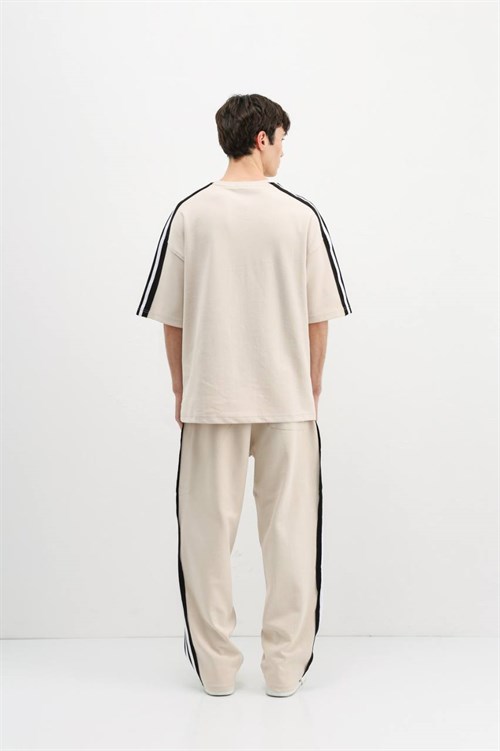 Wholesale Mens Beige T-Shirt and Pants Set