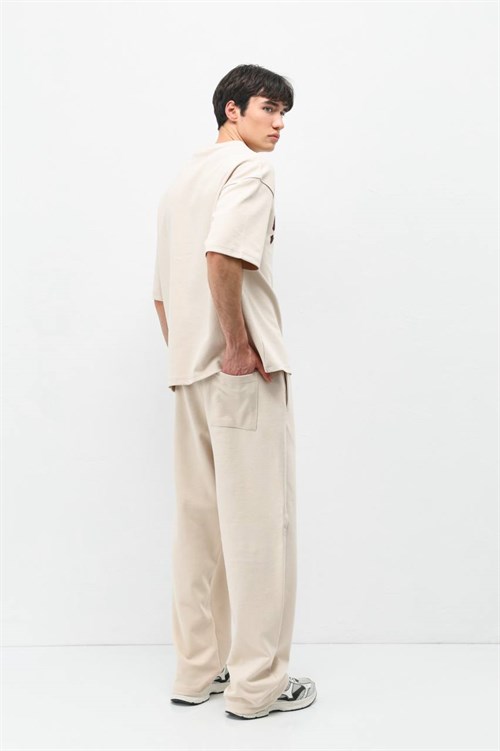 Wholesale Mens Beige T-Shirt and Pants Set