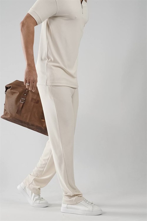 Wholesale Mens Beige T-Shirt and Pants Set