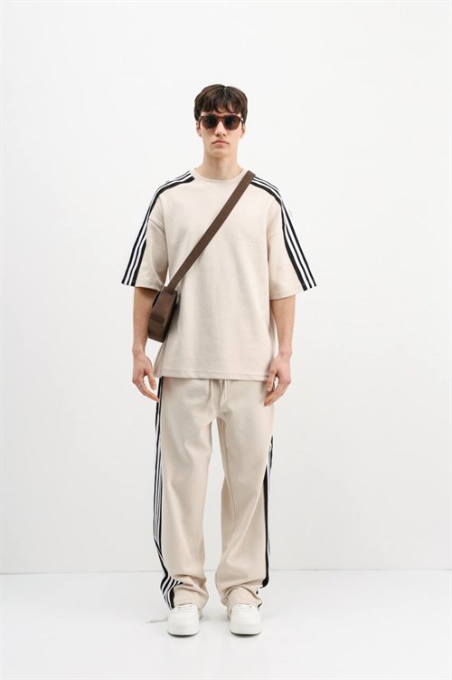 Wholesale Mens Beige T-Shirt and Pants Set