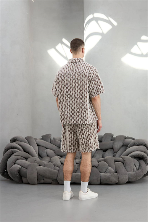 Wholesale Mens Beige Shirt and Shorts Set