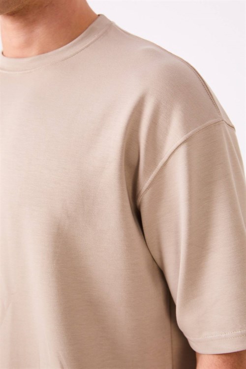 Wholesale Mens Beige T-Shirt And Short Set