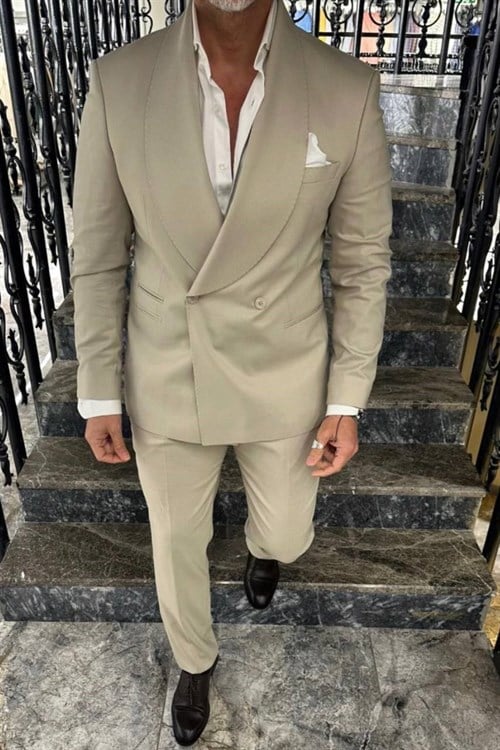 Wholesale Men's Beige Two-Piece Suit 1702W26-0523