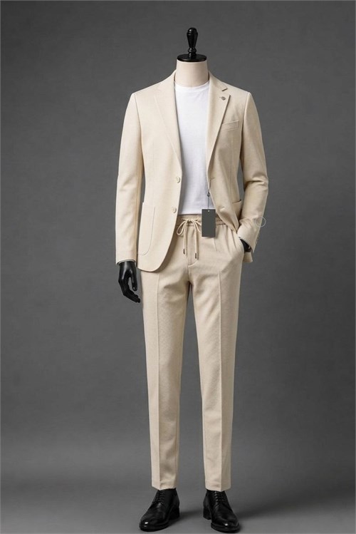 Wholesale Men's Beige Two-Piece Suit 1701W26-109