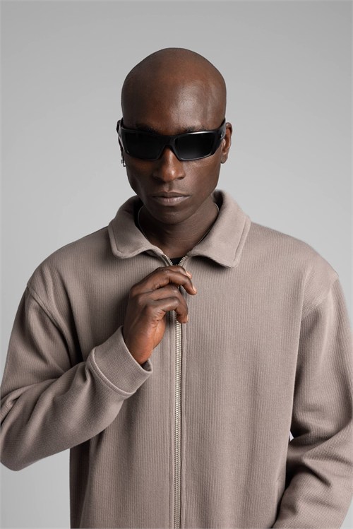 Wholesale Mens Beige Zip Sweatshirt 