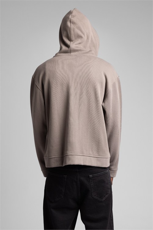 Wholesale Mens Beige Zip Sweatshirt 
