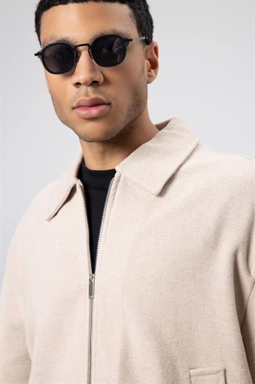 Wholesale Mens Beige Zip-Up Jacket 