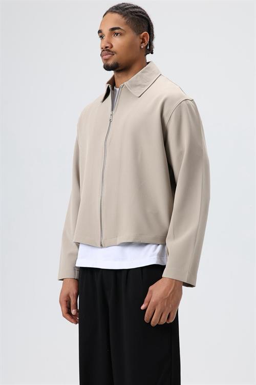 Wholesale Mens Beige Zip-Up Jacket