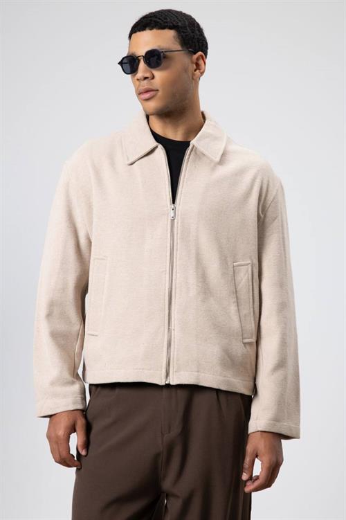 Wholesale Mens Beige Zip-Up Jacket 