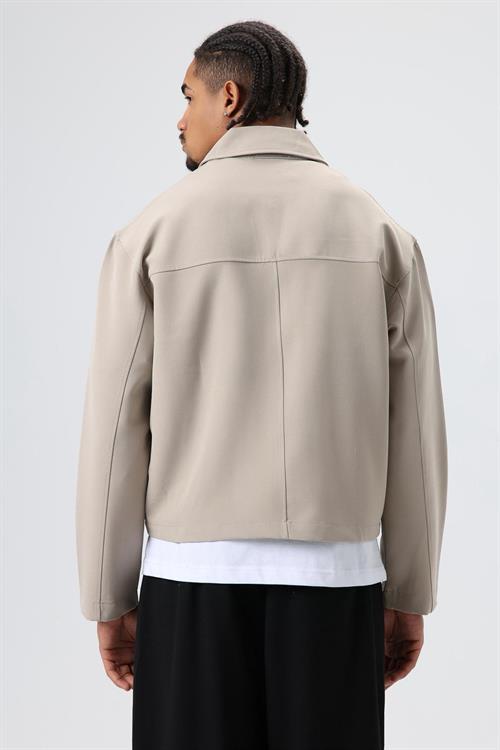 Wholesale Mens Beige Zip-Up Jacket