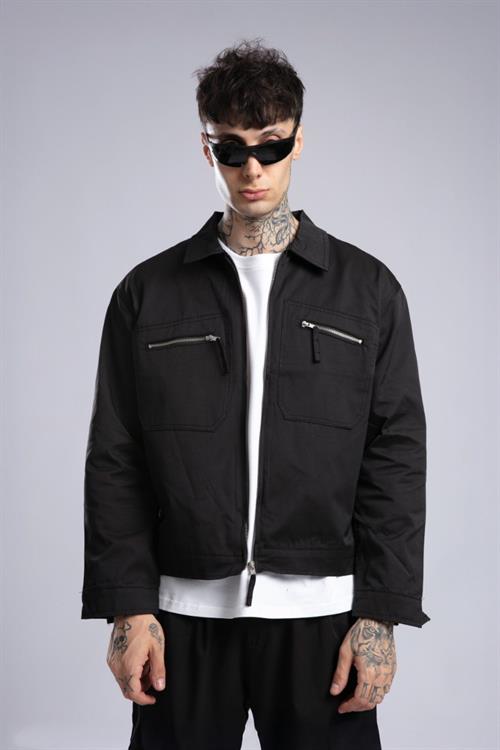 Wholesale Mens Black Detailed Jacket