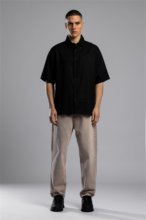 Wholesale Mens Black Embroidered Shirt
