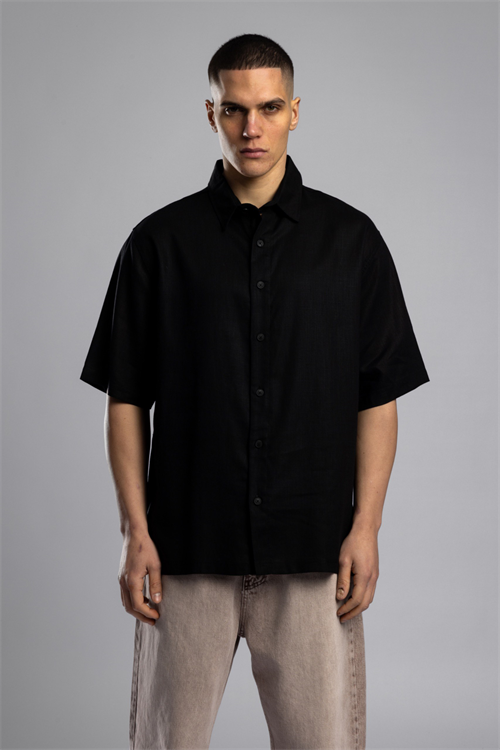 Wholesale Mens Black Embroidered Shirt