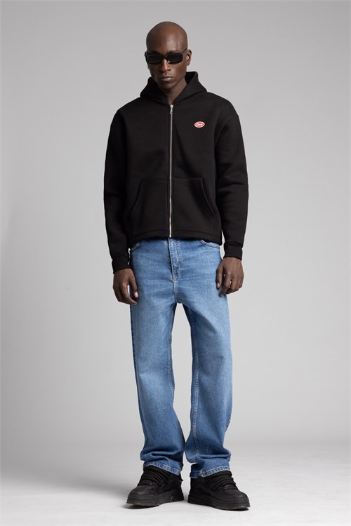 Wholesale Mens Black Embroidered Sweatshirt 