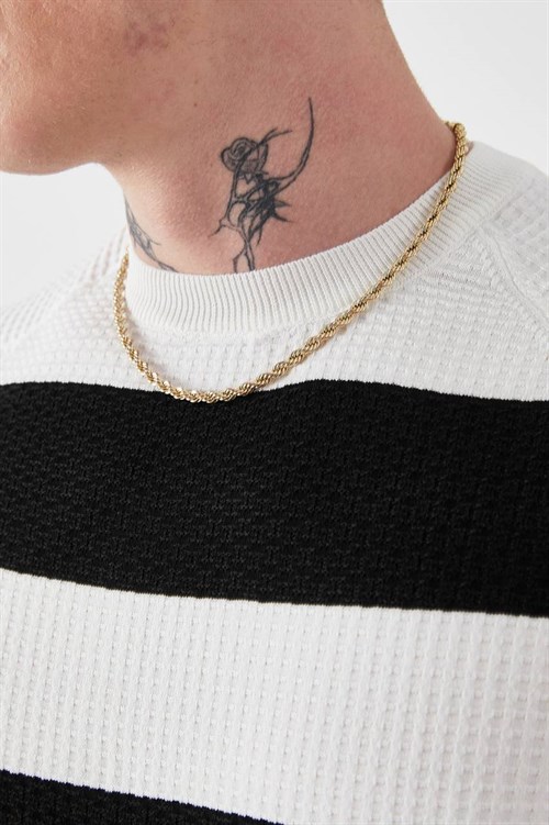 Wholesale Mens Black Knit Crew-Neck T-Shirt