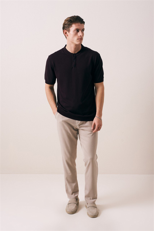 Wholesale Mens Black Knit Crew-Neck T-Shirt