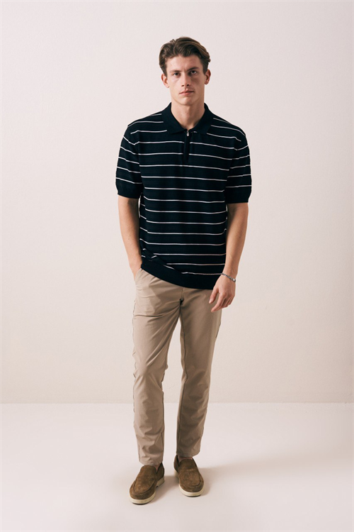 Wholesale Mens Black Knit Polo Shirt