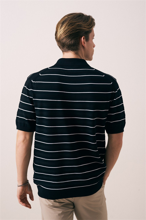 Wholesale Mens Black Knit Polo Shirt